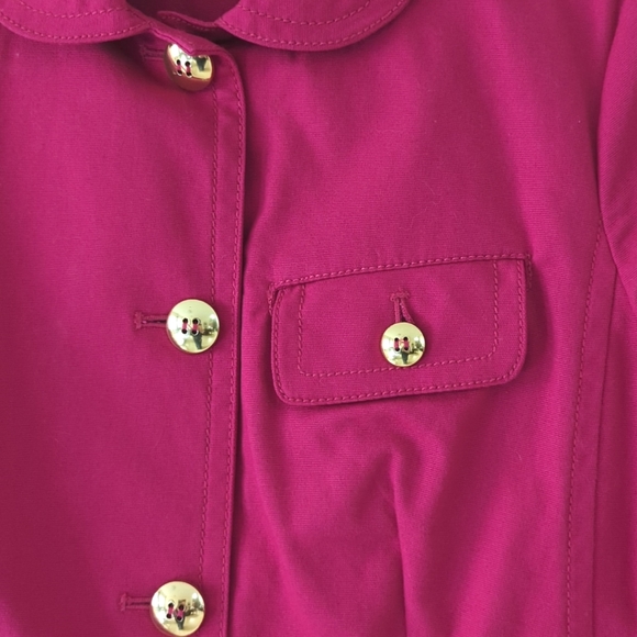 Talbots Cotton Fuchsia Gold Button Jacket - Picture 9 of 15